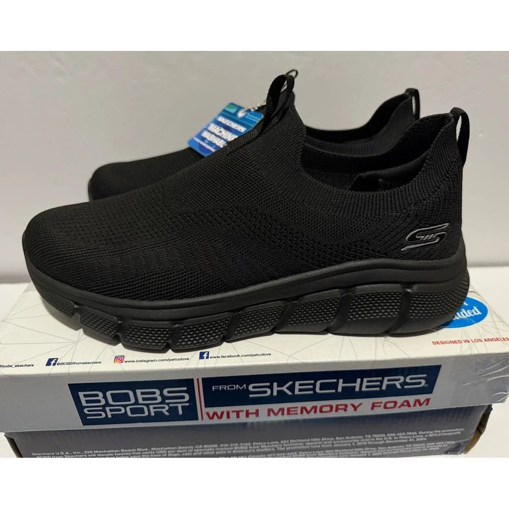 Skechers BOBS Sport B Flex-Frigid Edge‎ Mens 8 Black Slip On Sneakers 118107/BBK